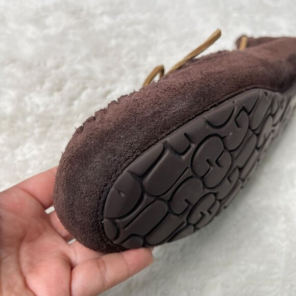 UGG #1003390 Men's Brown Olsen Fur Slippers Slip On Sheepskin Shoes Size 11 - Picture 9 of 16